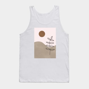 Sun, Leaf, Abstract, Botanical, Mid Century Tank Top